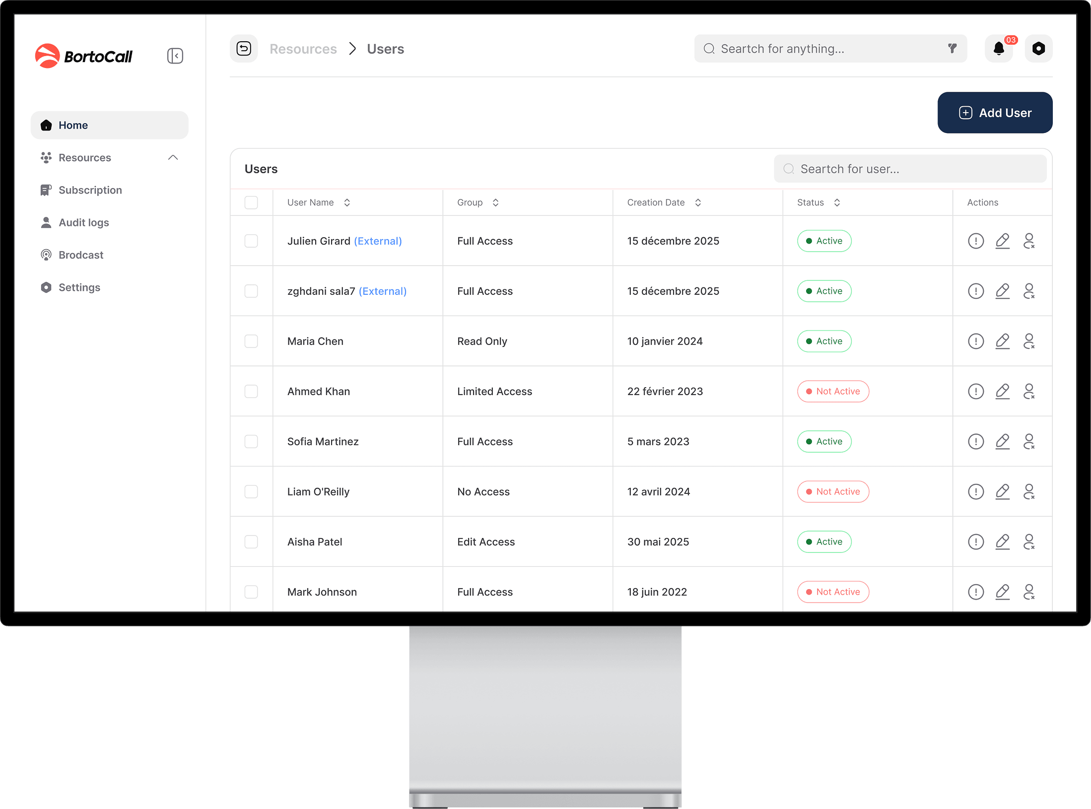 BortoCall Web Admin Dashboard